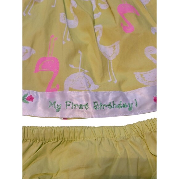 NWT Girls 12 Months Carter's Custom Embroidered 1st Birthday Outfit Flamingos - Picture 3 of 5
